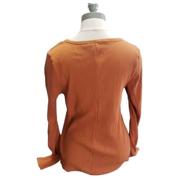 CT895 Culture Code Ribbed Long Sleeve Fitted Blouse L - Picture 3 of 6